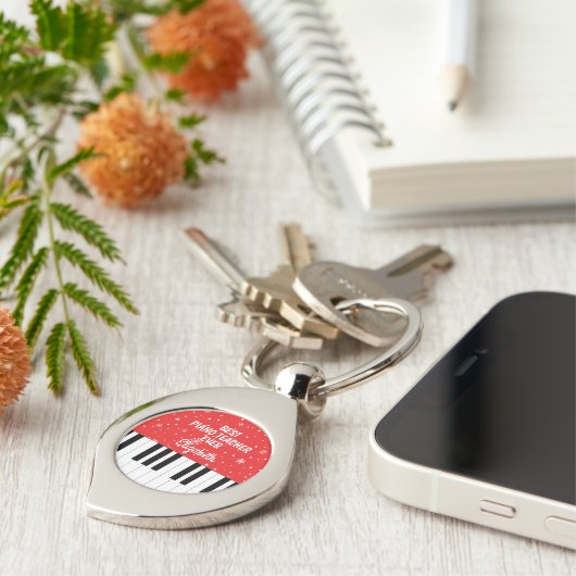 Beste pianoleraar ooit Piano Key Rood Sleutelhanger (Zijkant)