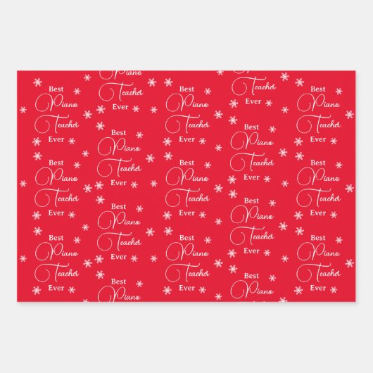 Beste pianoleraar ooit Piano Key Sneeuwvlokken Inpakpapier Vel (Voorkant 2)