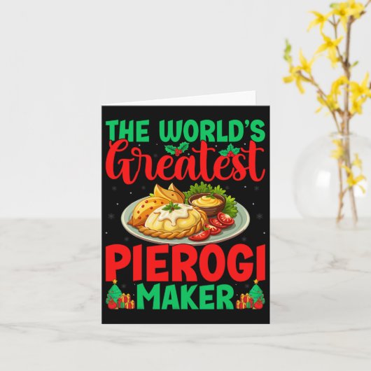 Beste Pierogi-maker van de Wereld Poolse Kerst Kaart (Gele Bloem)