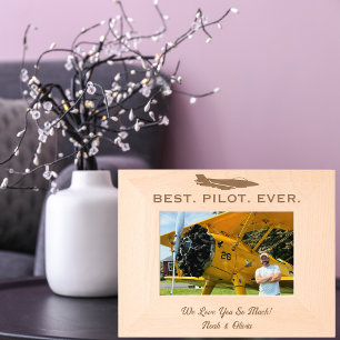 Beste Piloot Ooit, Eenvoudige Houten Foto, Persoon Gegraveerde Lijstjes