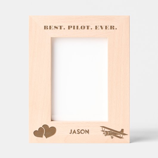 Beste piloot ooit Vliegtuig & Hart, Eenvoudig Aang Gegraveerde Lijstjes (Voorkant)