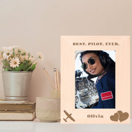 Beste piloot ooit Vliegtuig & Hart, Eenvoudig Aang Gegraveerde Lijstjes