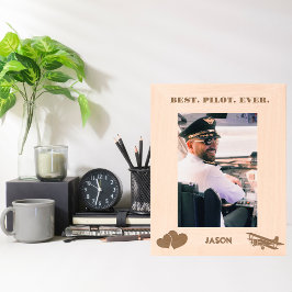 Beste piloot ooit Vliegtuig & Hart, Eenvoudig Aang Gegraveerde Lijstjes