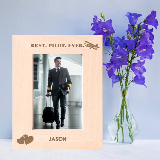 Beste piloot ooit Vliegtuig & Hart, Eenvoudig Aang Gegraveerde Lijstjes