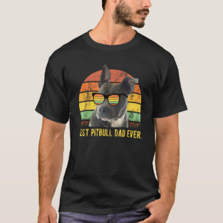 Beste Pitbull Dad Ooit Retro Sunset Pit Bul T-shirt