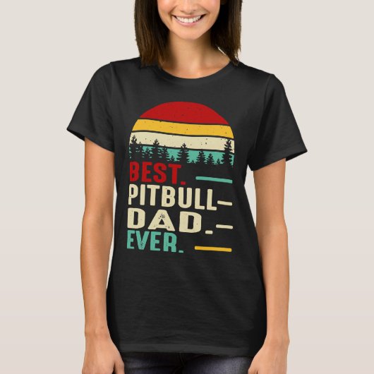 Beste Pitbull Papa Ever Grappig Retro  Papa Birt T-shirt (Voorkant)