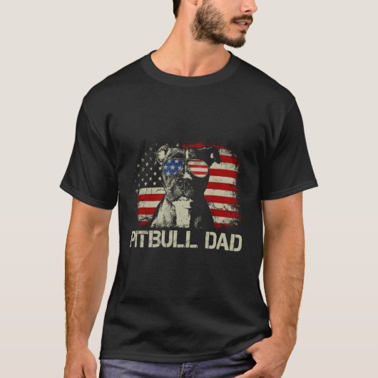 Beste pitbull vader ooit Shirt Amerikaanse vlag 4e (Voorkant)