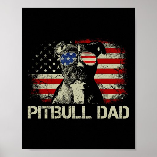 Beste Pitbull vader ooit Shirt Amerikaanse vlag 4e Poster (Voorkant)