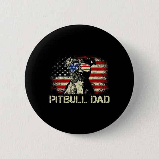 Beste Pitbull vader ooit Shirt Amerikaanse vlag 4e Ronde Button 5,7 Cm (Voorkant)