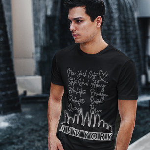 Beste plaatsen om te bezoeken in New York Cool Gra T-shirt