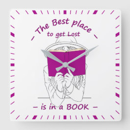 Beste plek om verloren te raken is in een boek vierkante klok