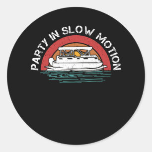 Beste ponton kapitein boot partij in slow motion c ronde sticker