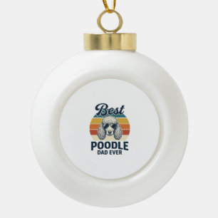 Beste Poodle Papa Ooit Vintage Gegraveerd Hond Shi Keramische Bal Ornament