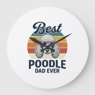 Beste Poodle Vader Ooit Vintage Gegraveerd Hond Sh Grote Klok