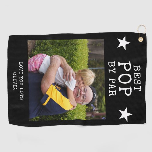 Beste Pop door Par Gepersonaliseerde Opa Fotocadea Golfhanddoek (Horizontaal)