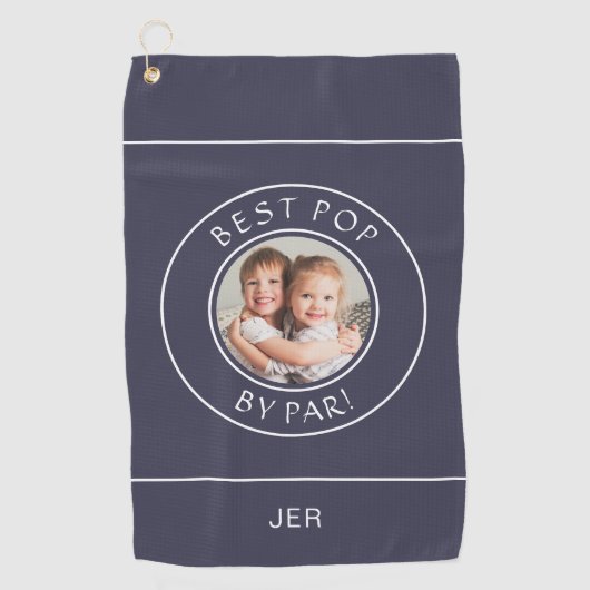 Beste Pop door Par Golfer Modern Fotogeschenk Navy Golfhanddoek (Voorkant)