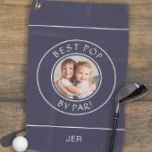 Beste Pop door Par Golfer Modern Fotogeschenk Navy Golfhanddoek