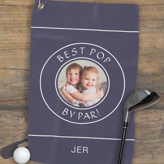 Beste Pop door Par Golfer Modern Fotogeschenk Navy Golfhanddoek