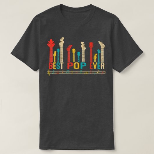 beste Pop ooit Vaderdag gitaar T-shirt (Design voorkant)