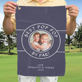Beste Pop Pop door Par Golfer Foto Cadeau Blauw Aa Golfhanddoek