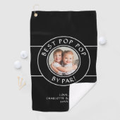 Beste Pop Pop door Par Golfer Foto Gift Zwart Wit Golfhanddoek (Insitu)