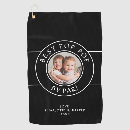 Beste Pop Pop door Par Golfer Foto Gift Zwart Wit Golfhanddoek (Voorkant)
