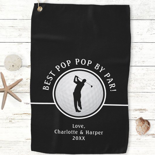 Beste Pop Pop door Par Golfer Mannelijk Zwart & Wi Golfhanddoek