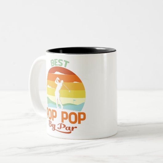 Beste Pop Pop door Par Vaderdag Golf Shirt Gift Tweekleurige Koffiemok (Voorkant links)