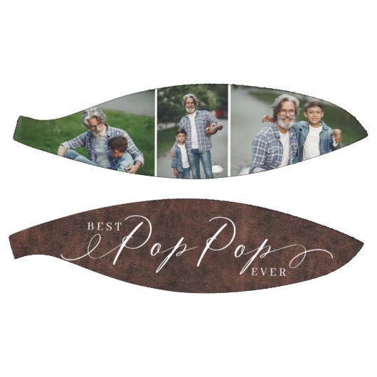 Beste Pop Pop Ooit Leather Vaderdag Foto Gift Basketbal (Panelen)