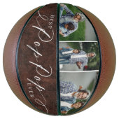 Beste Pop Pop Ooit Leather Vaderdag Foto Gift Basketbal (Verticaal)