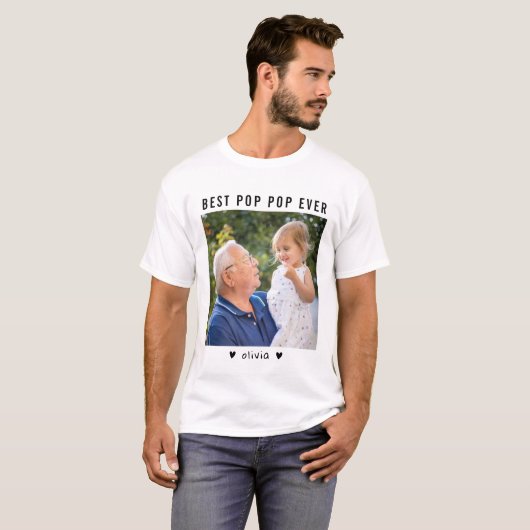 Beste Pop Pop ooit opa en kleinkind foto T-shirt (Voorkant volledig)