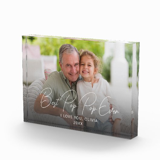 Beste Pop Pop ooit Schattige kleinkind Keepsake Fotoblokken (Rechts)