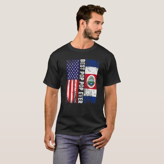 Beste Pop Pop ooit Vaderdag Costa Rica US Flag T-shirt (Voorkant volledig)