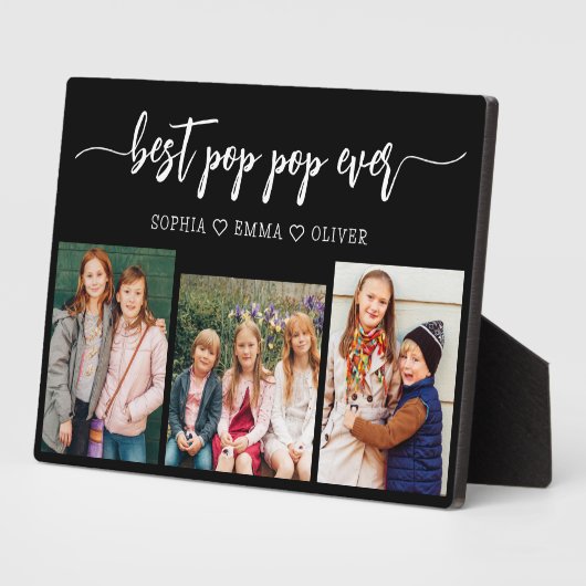 Beste Pop Pop Opa Kleinkinderen Fotocollage Fotoplaat (Zijkant)