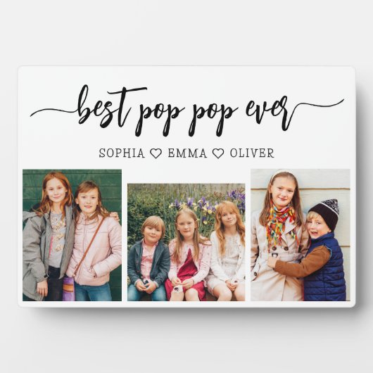Beste Pop Pop Opa Kleinkinderen Fotocollage Fotoplaat (voorkant)