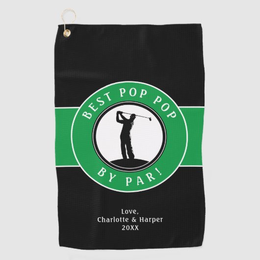 Beste Pop Pop van Par Elegant Sport Golfer Custom Golfhanddoek (Voorkant)