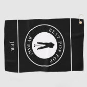 Beste Pop Pop van Par Grandpa Golfer Monogram Zwar Golfhanddoek (Horizontaal)