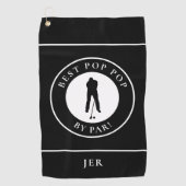 Beste Pop Pop van Par Grandpa Golfer Monogram Zwar Golfhanddoek (Voorkant)