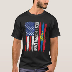 Beste Poppa Ooit Vaderdag Mongolië US Flag Ret T-shirt