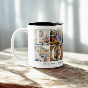 Beste Poppen ooit, 10 Photo Grid Gift voor opa Tweekleurige Koffiemok