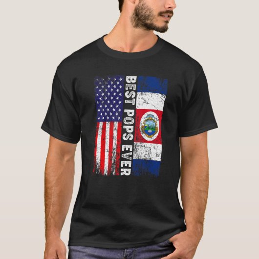 Beste Poppen ooit Vaderdag Costa Rica US Flag T-shirt (Voorkant)