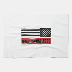 Beste Poppo Ooit Patriottische Vlag Vintage Grafis Theedoek