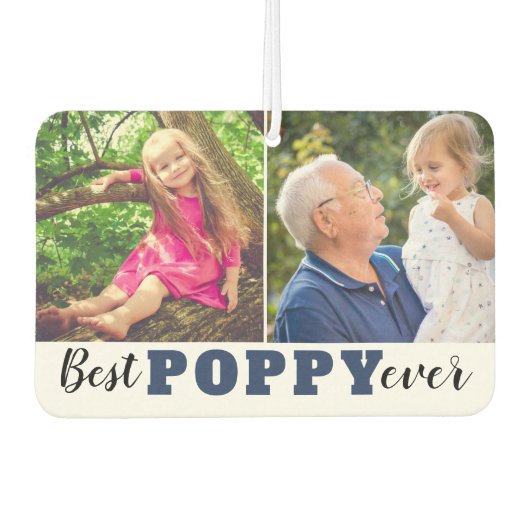 Beste Poppy ooit opa kleinkind 2 foto collage Luchtverfrisser (Voorkant)