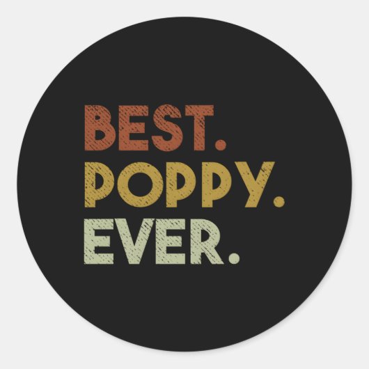 Beste Poppy ooit opa Ronde Sticker (Voorkant)