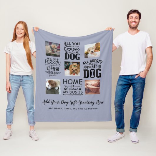 BESTE PRIJZEN! DOG Owner citeert FOTO COLLAGE Cade Fleece Deken (In situ)