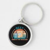 Beste Productiemanager - Retro Style Round Sleutelhanger (Voorkant)
