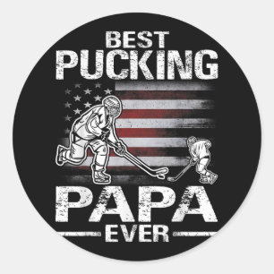 Beste Pucking Papa Ever Hockey Vaders Day Gift Ronde Sticker