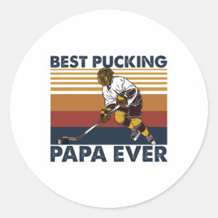 Beste Pucking Papa Ooit Funny Hockey Vader Zegt  Ronde Sticker