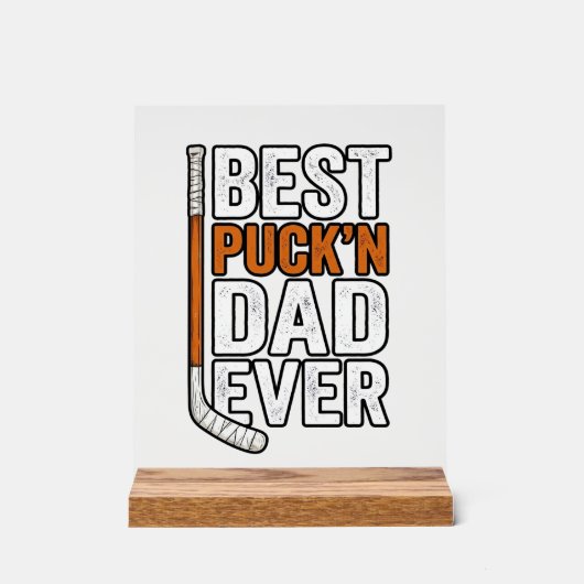 Beste Puck'n Papa Ooit Hockey Vader Vector Design_ Acryl Bord (Voorkant)