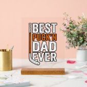 Beste Puck'n Papa Ooit Hockey Vader Vector Design_ Acryl Bord (Huwelijk)